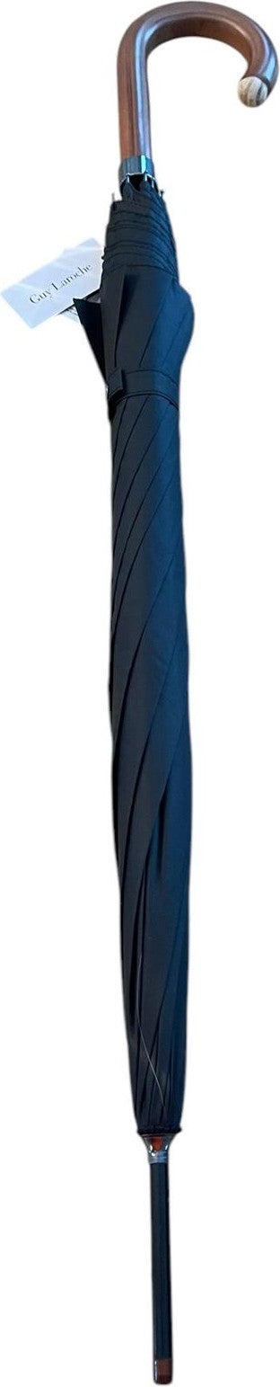 Le long parapluie Guy Laroche avec manche bois courbé - couleur Noir