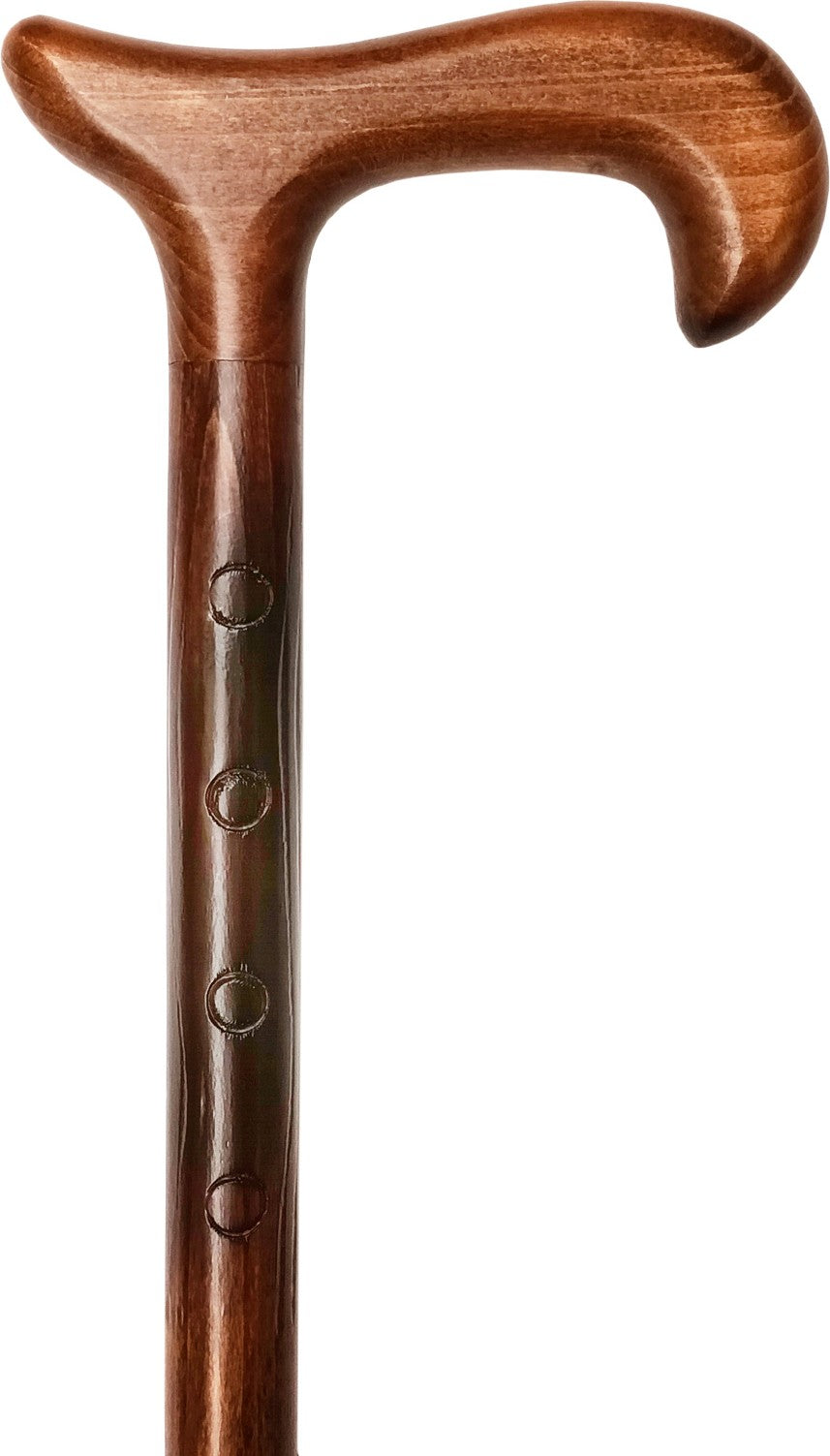 Canne marron, en bois ciselé, poignée crochet - couleur Marron