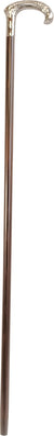 Canne marron en bois, poignée courbe chromée zamak - couleur Marron