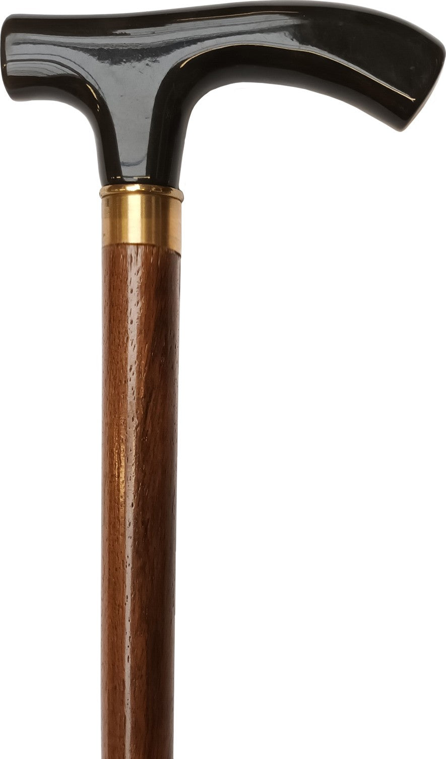 Canne marron, extra long 105cm, en bois, bague dorée, p - couleur Marron