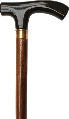 Canne marron, extra long 105cm, en bois, bague dorée, p - couleur Marron