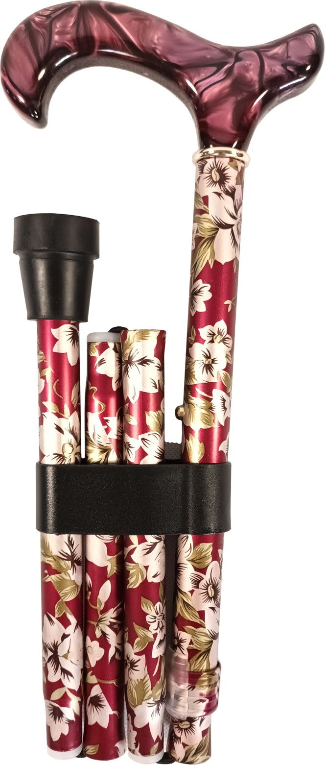 Canne pliante, télescopique de 87 à 97cm, tube aluminiu - couleur Bordeaux