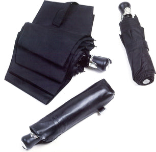 Duomatic Parapluie Homme, uni noir, avec fourreau en skai - couleur Noir