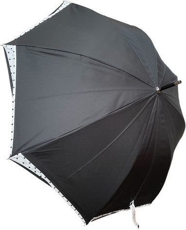 Lon parapluie bord points, manche marbré courbé - couleur Noir