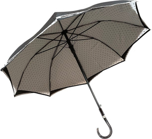 Lon parapluie bord points, manche marbré courbé - couleur Noir