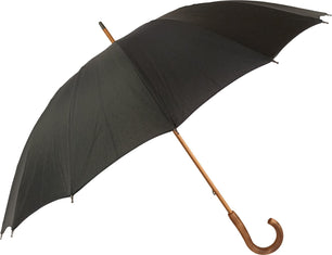 Long parapluie 16 baleines noir avec canne en bois