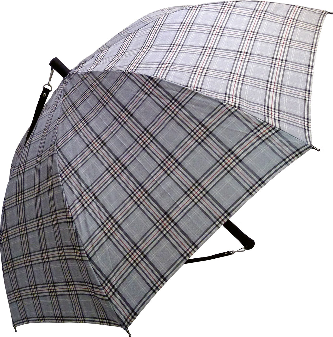 Long parapluie AC karo avec bandoullière - couleur Gris