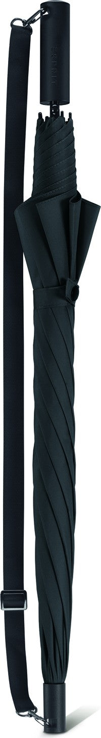 Long parapluie AC uni avec bandouillière - couleur Noir