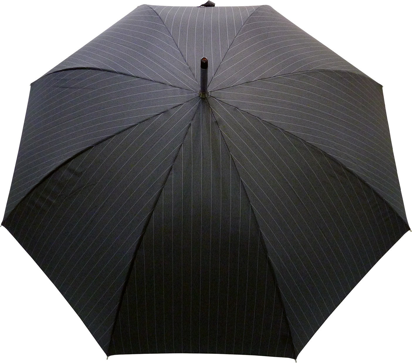 Long parapluie avec fines lignes grises et canne en boi - couleur Gris