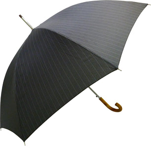 Long parapluie avec fines lignes grises et canne en boi - couleur Gris