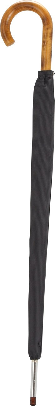 Long parapluie avec  lignes et canne en bois - couleur Gris