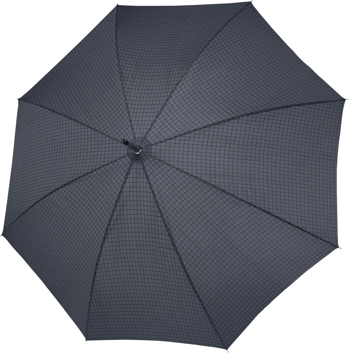 Long parapluie avec petis carrés gris et canne en bois - couleur Gris