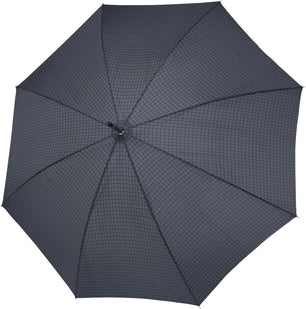 Long parapluie avec petis carrés gris et canne en bois - couleur Gris