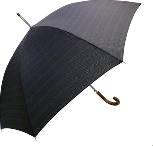Long parapluie avec trait gris et canne en bois - couleur Gris