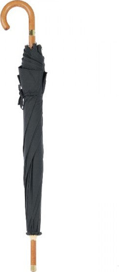 Long parapluie baleines en bambou avec canne en bois - couleur Noir
