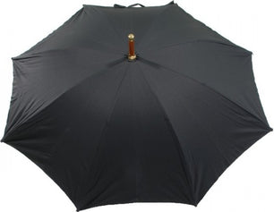 Long parapluie baleines en bambou avec canne en bois - couleur Noir
