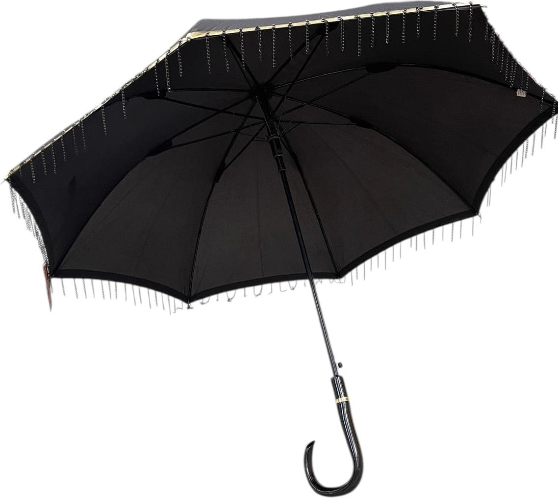 Long parapluie bicolore bord avec chainette - couleur Multicouleur