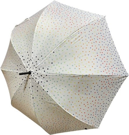 Long parapluie candy pearls uni avec pois multicolore - couleur Blanc