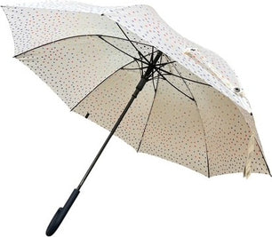 Long parapluie candy pearls uni avec pois multicolore - couleur Blanc