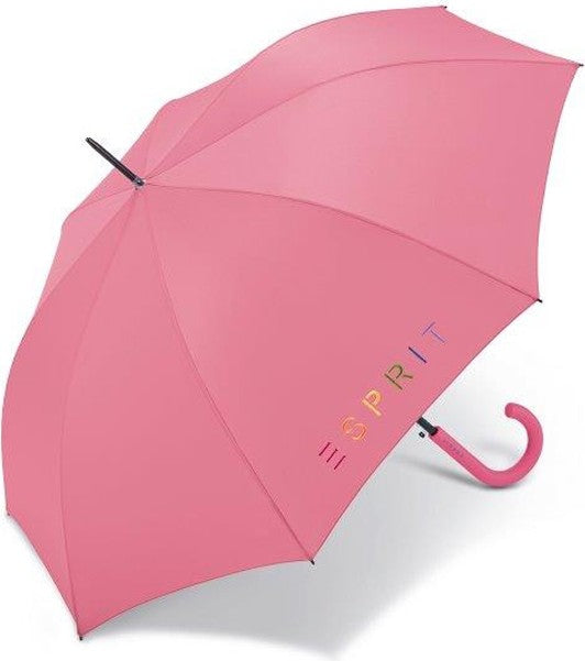 Long parapluie colorful logo uni avec canne - couleur Rose
