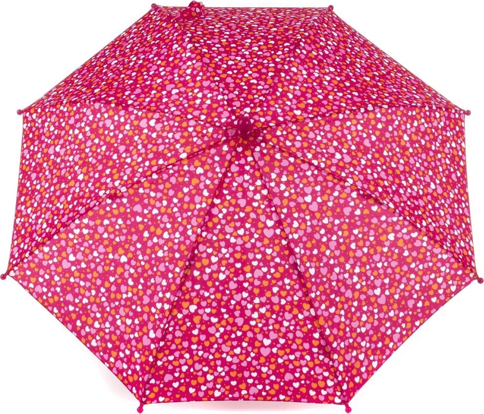 Long parapluie cœurs manche rose courbé - couleur Rose