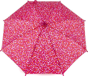Long parapluie cœurs manche rose courbé - couleur Rose