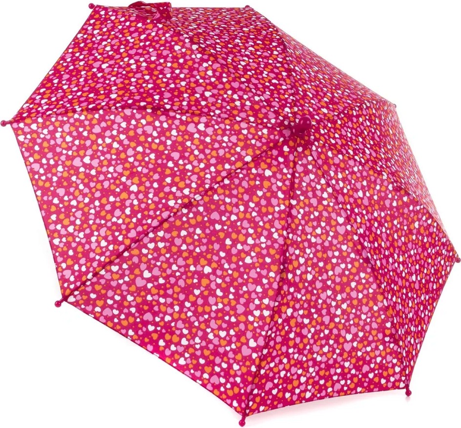 Long parapluie cœurs manche rose courbé - couleur Rose
