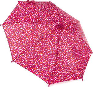 Long parapluie cœurs manche rose courbé - couleur Rose