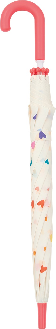 Long parapluie enfant avec cœurs et canne - couleur Blanc