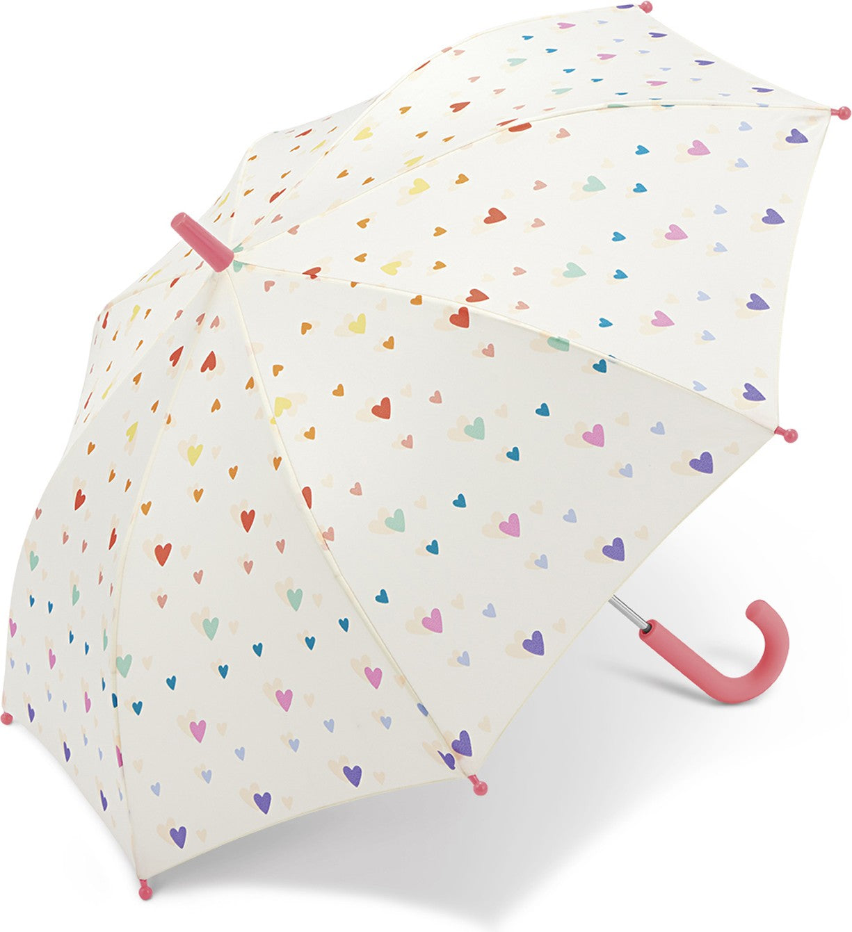 Long parapluie enfant avec cœurs et canne - couleur Blanc