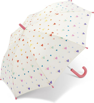 Long parapluie enfant avec cœurs et canne - couleur Blanc