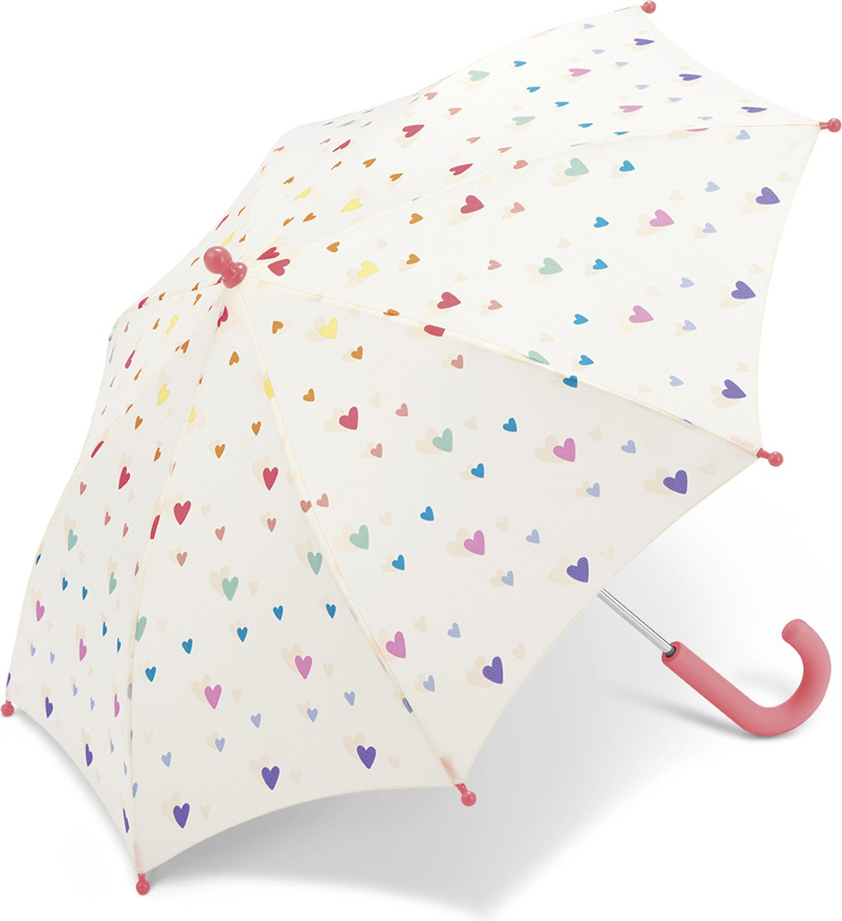 Long parapluie enfant avec cœurs et canne - couleur Blanc