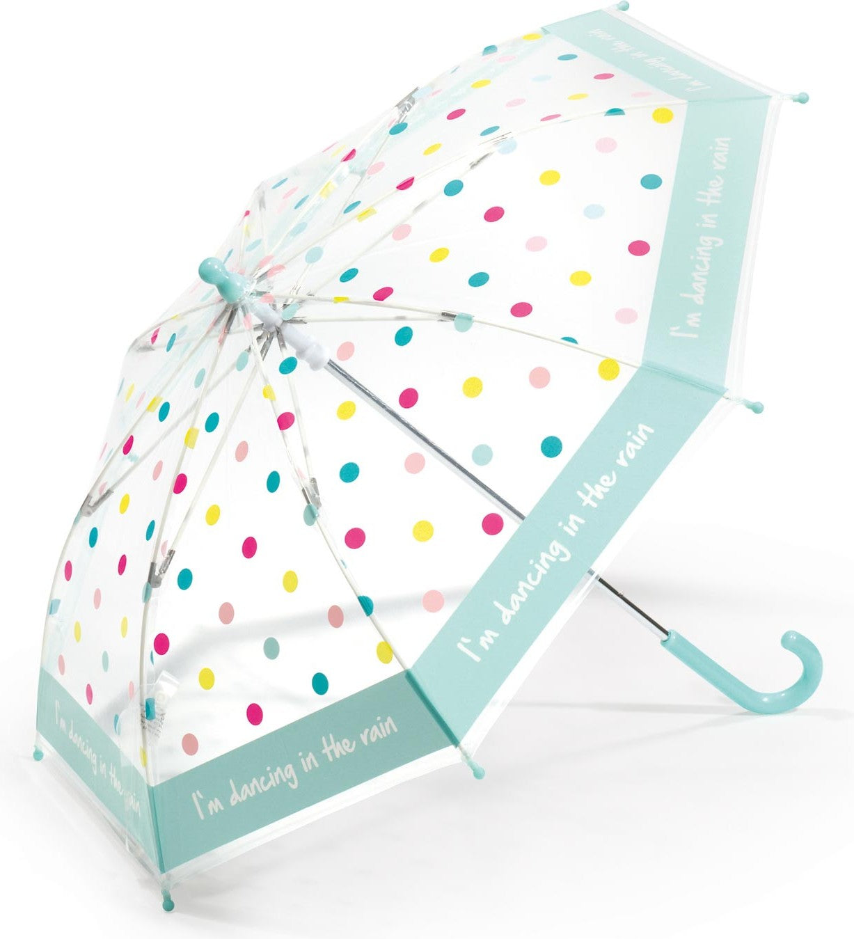 long parapluie enfant transparent et motifs - couleur Vert Pale