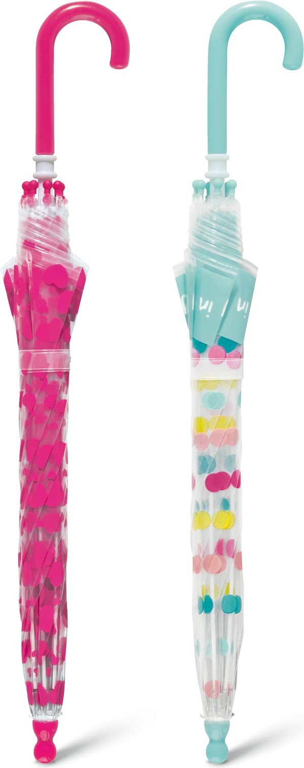 long parapluie enfant transparent et motifs - couleur Vert Pale