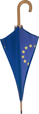 Long parapluie européen bicolore avec canne en bois - couleur Bleu