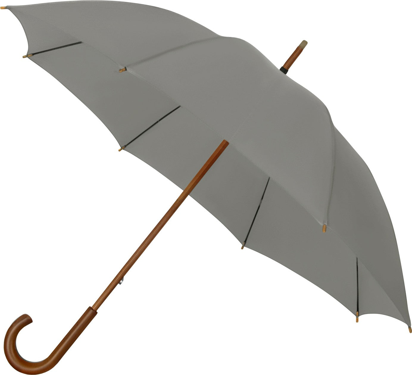 Long parapluie Falcone uni avec canne en bois - couleur Gris