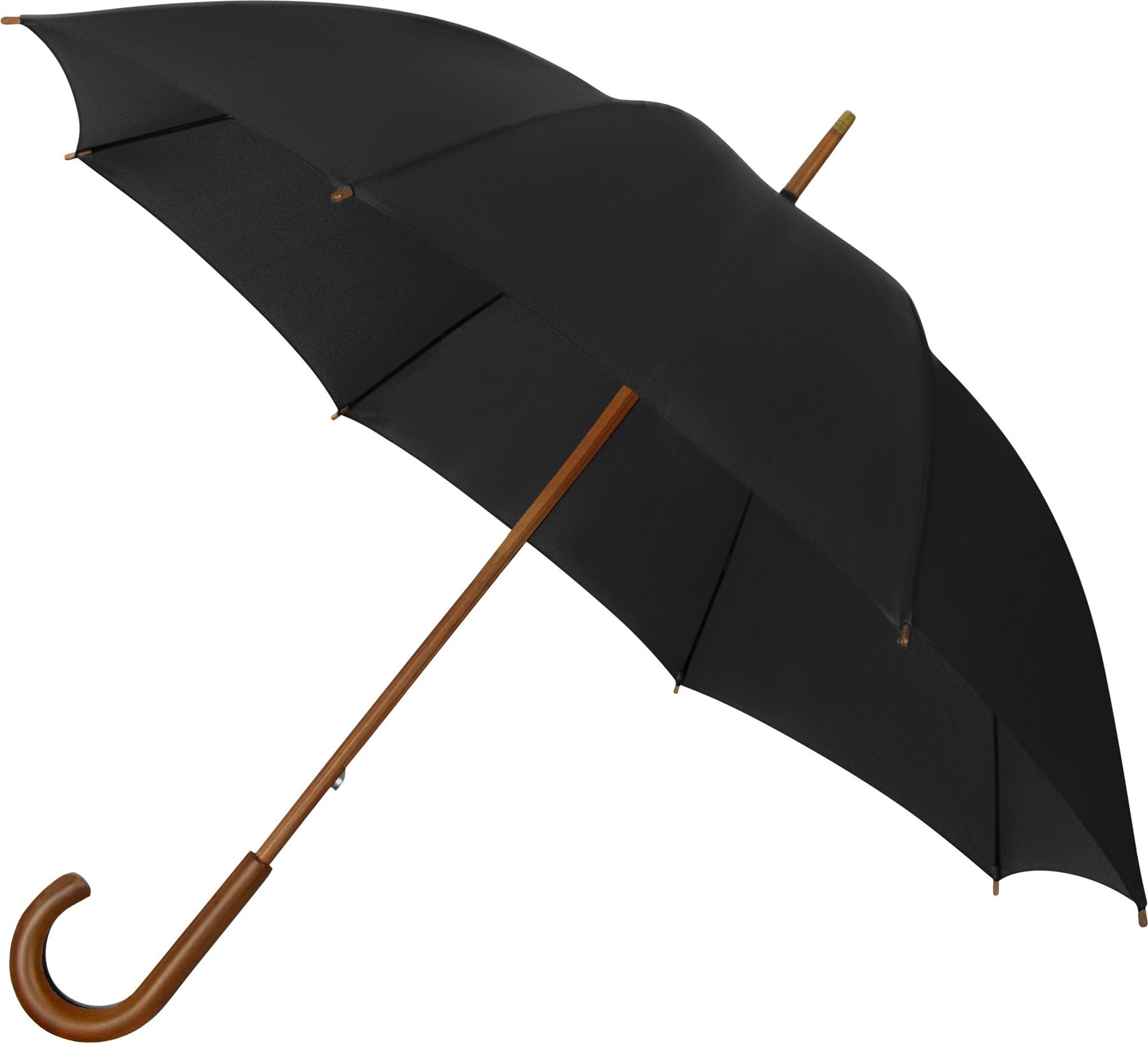 Long parapluie Falcone uni avec canne en bois - couleur Noir
