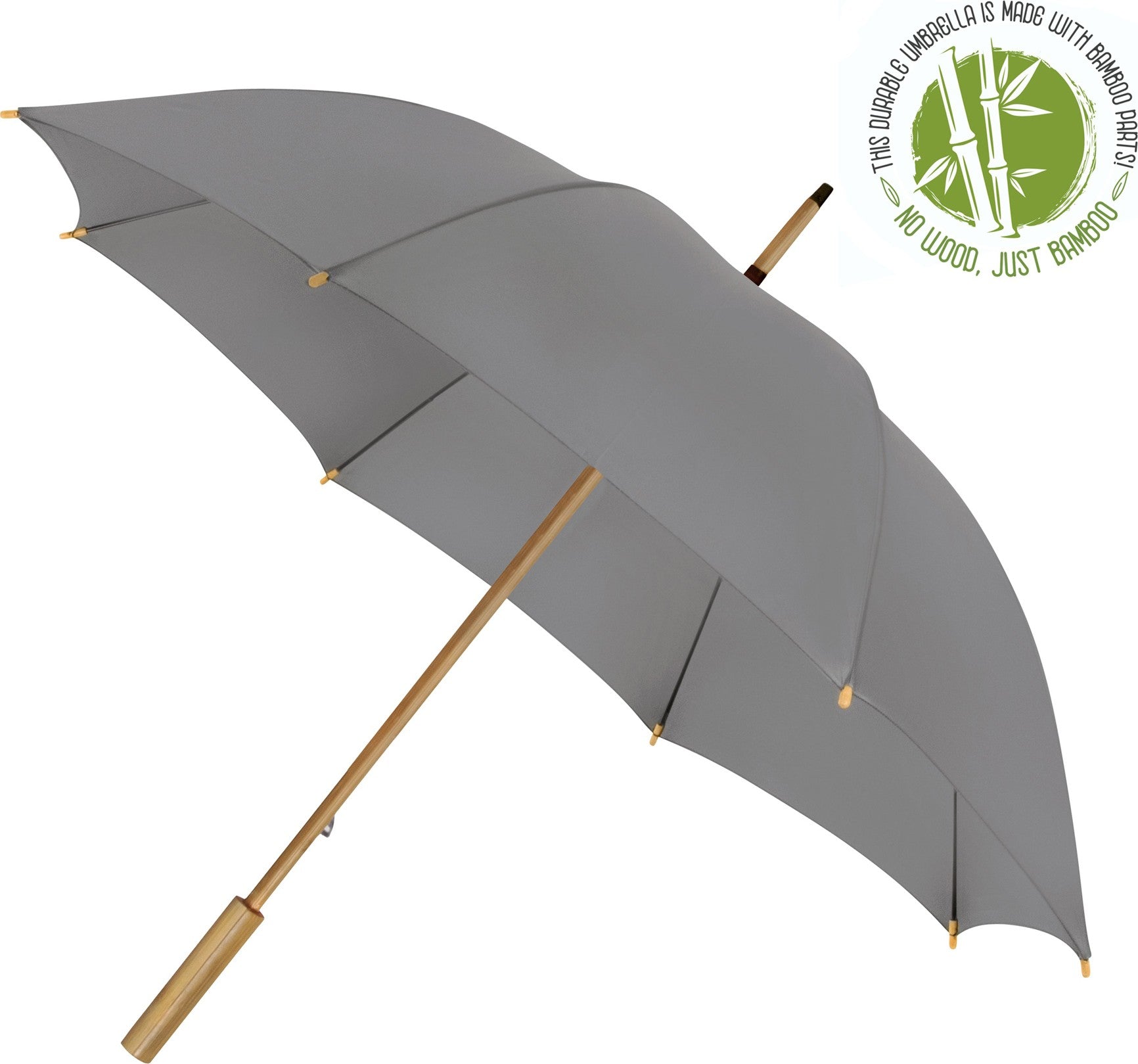 Long parapluie Falcone uni poignee en bambou - couleur Gris