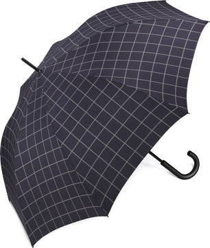 Long parapluie homme  à carreaux avec canne - couleur Marine