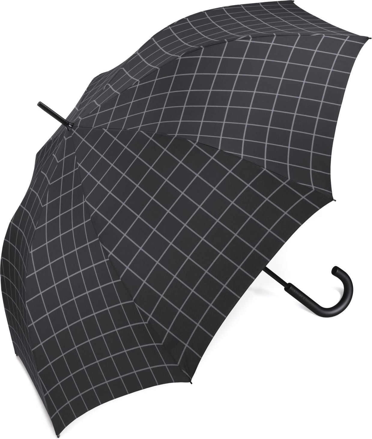 Long parapluie homme à carreaux avec canne - couleur Noir