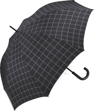 Long parapluie homme à carreaux avec canne - couleur Noir