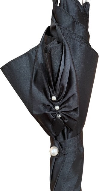 Long parapluie Mesh noir uni perles - couleur Noir