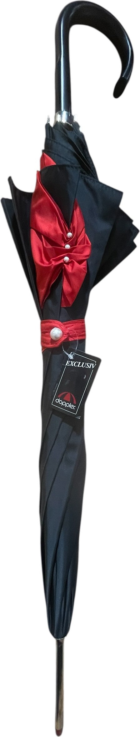 Long parapluie Mesh noir uni perles - couleur Noir