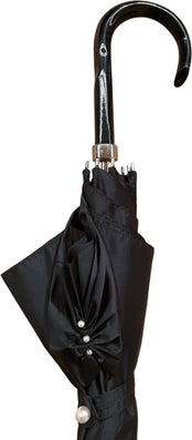 Long parapluie Mesh noir uni perles - couleur Noir