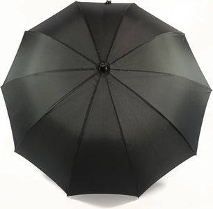 Long parapluie noir avec canne - couleur Noir