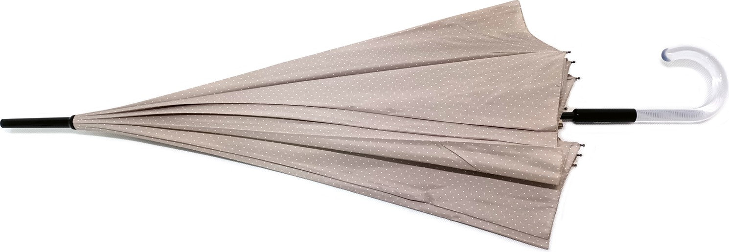 Long parapluie pagoda beige imprimé petits pois blanc - couleur Beige