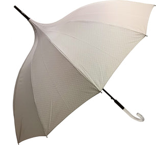 Long parapluie pagoda beige imprimé petits pois blanc - couleur Beige
