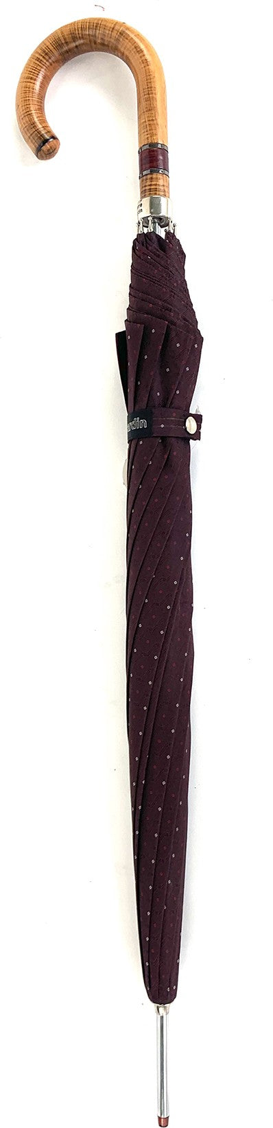 Long parapluie Pierre Cardin assortis canne en bois - couleur Bordeaux