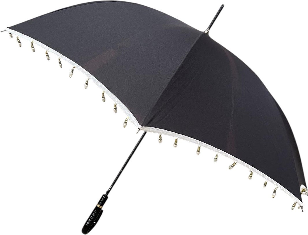 Long parapluie Pierre Cardin bicolore bord avec perles - couleur Noir