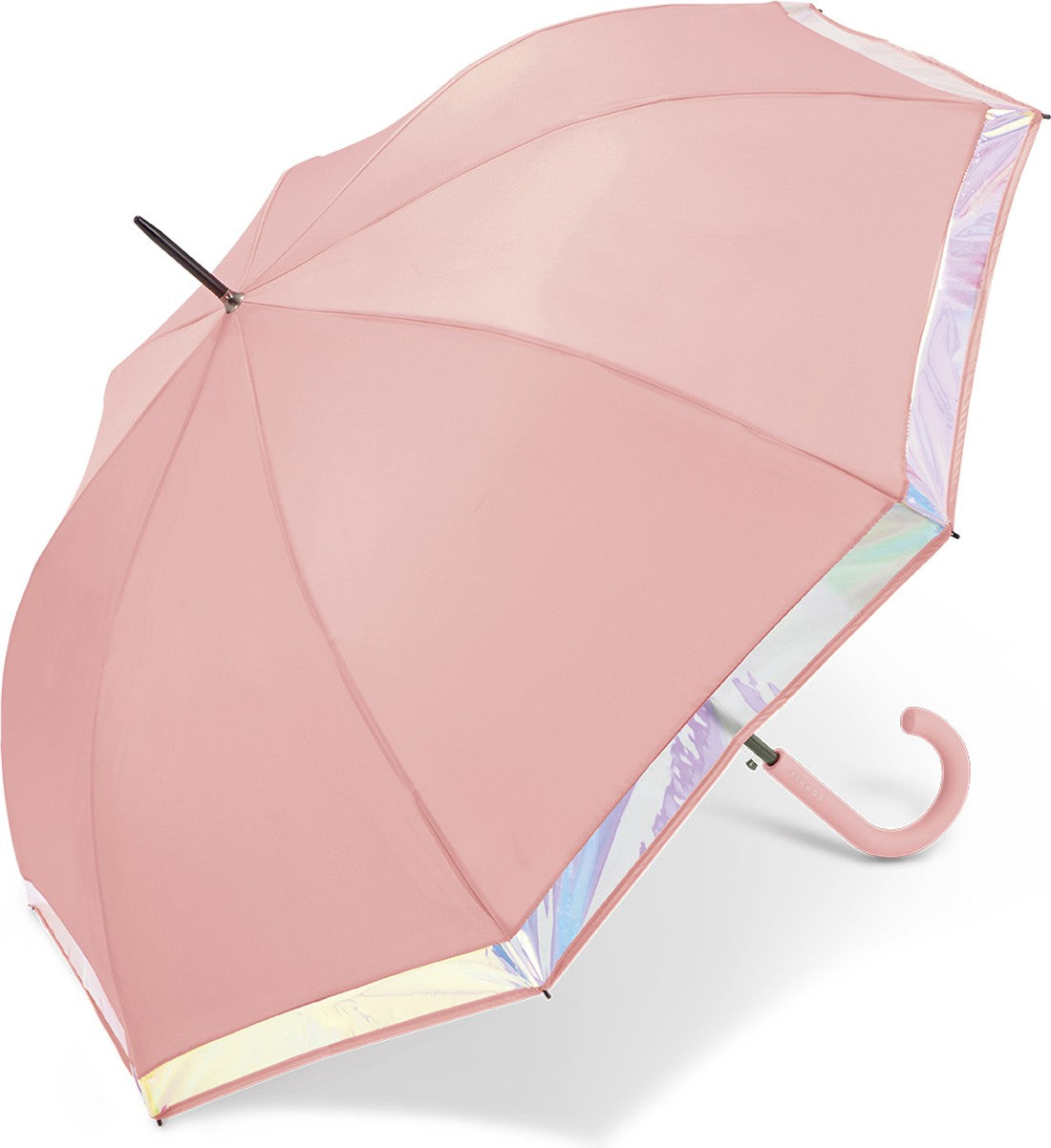 Long parapluie shiny border - couleur Rose